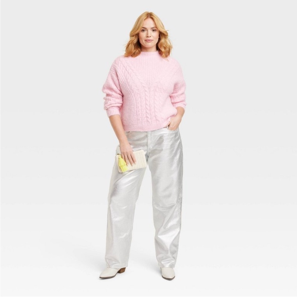 NWT WAYF | Silver Faux Leather Straight Leg